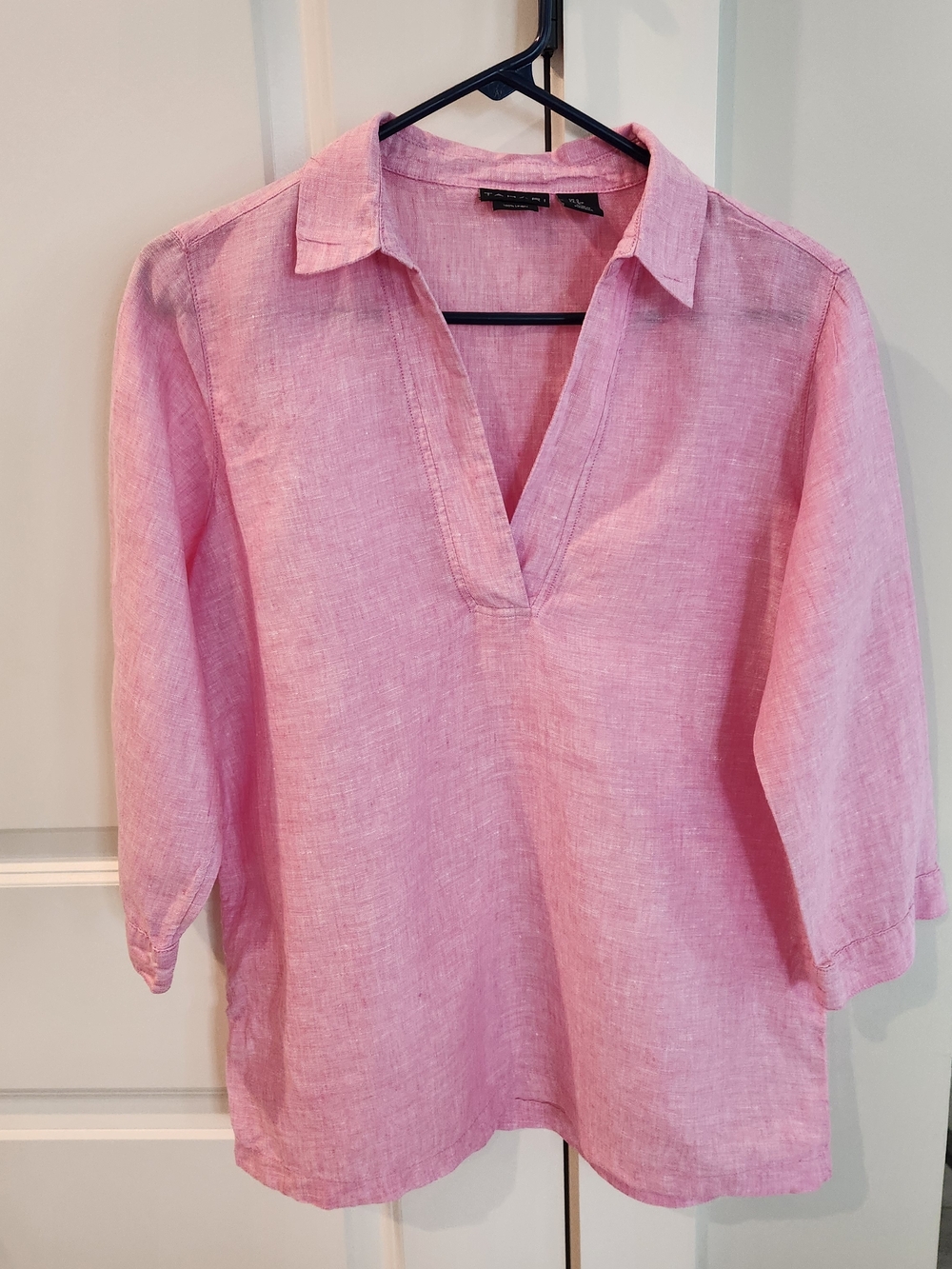 Tahari Linen V-Neck Tunic Top